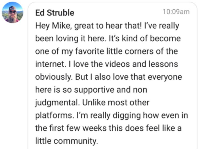 Message from a climber who learned from Mike online
