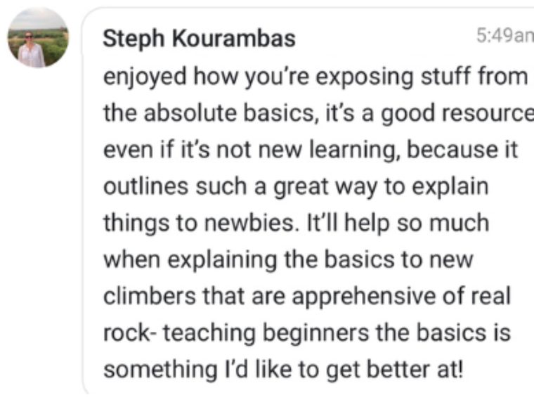 Message from a climber who learned from Mike online