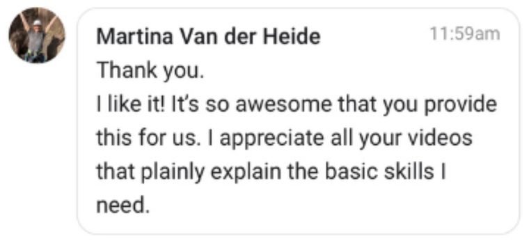Message from a climber who learned from Mike online